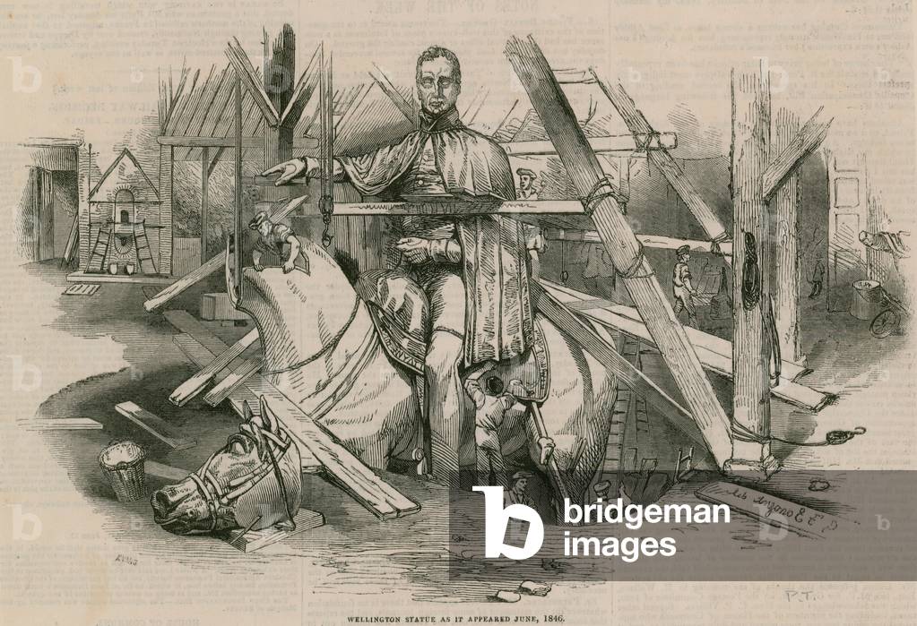 Wellington's statue as it appeared in June 1846 (engraving)