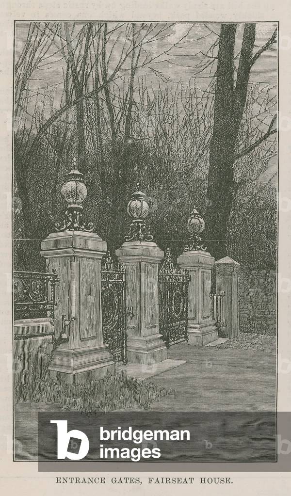 The new public park at Highgate: entrance gates, Fairseat House (engraving)