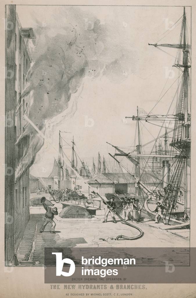 The new hydrants and branches as designed by Michael Scott (engraving)