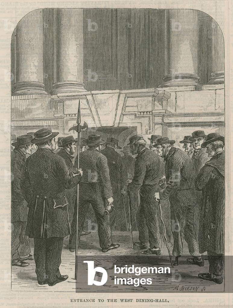 A visit to Greenwich Hospital: Entrance to the West Dining Hall (engraving)