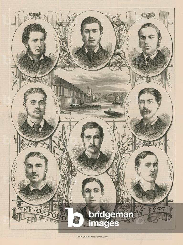 Portraits of the 1877 Oxford crew (engraving)