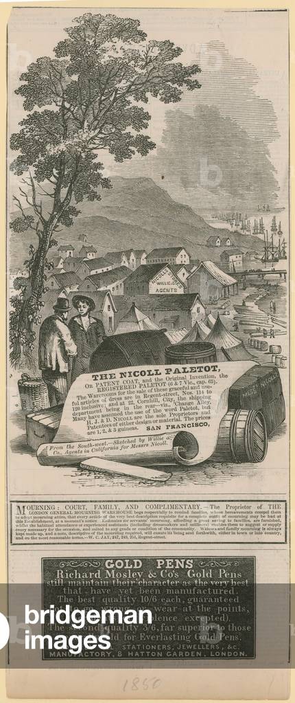 Nicoll Paletot, Richard Mosley & Co, and London General Mourning Warehouse Advertising (engraving)