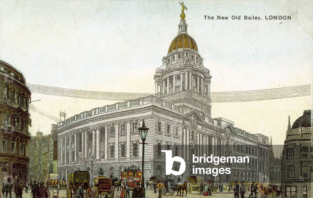 The New Old Bailey, London (colour litho)