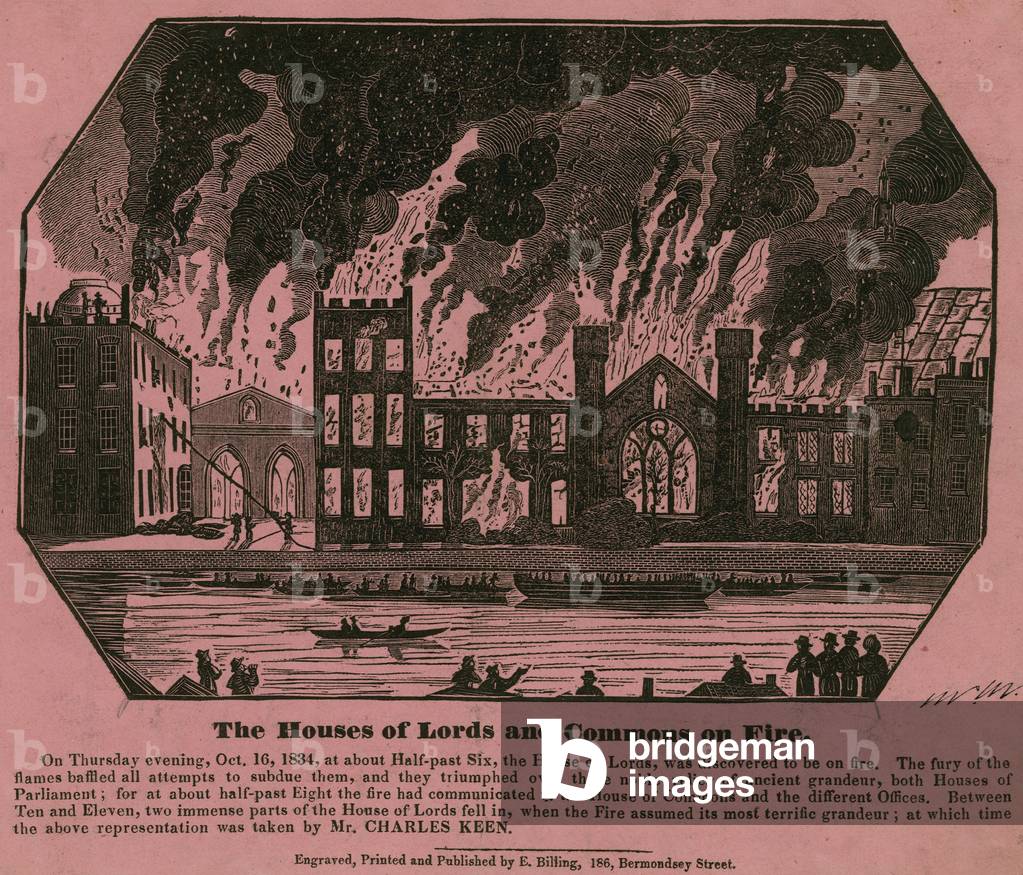 The Houses of Lords and Commons on fire, 16 October 1834 (engraving)