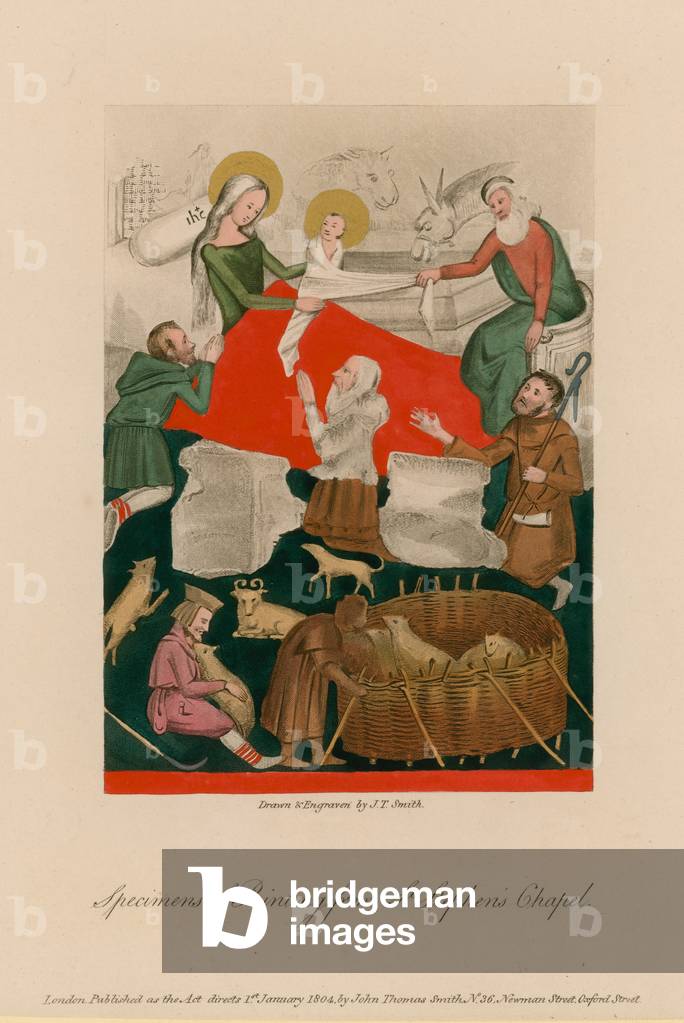 Specimens of painting from St Stephen's Chapel (coloured engraving)