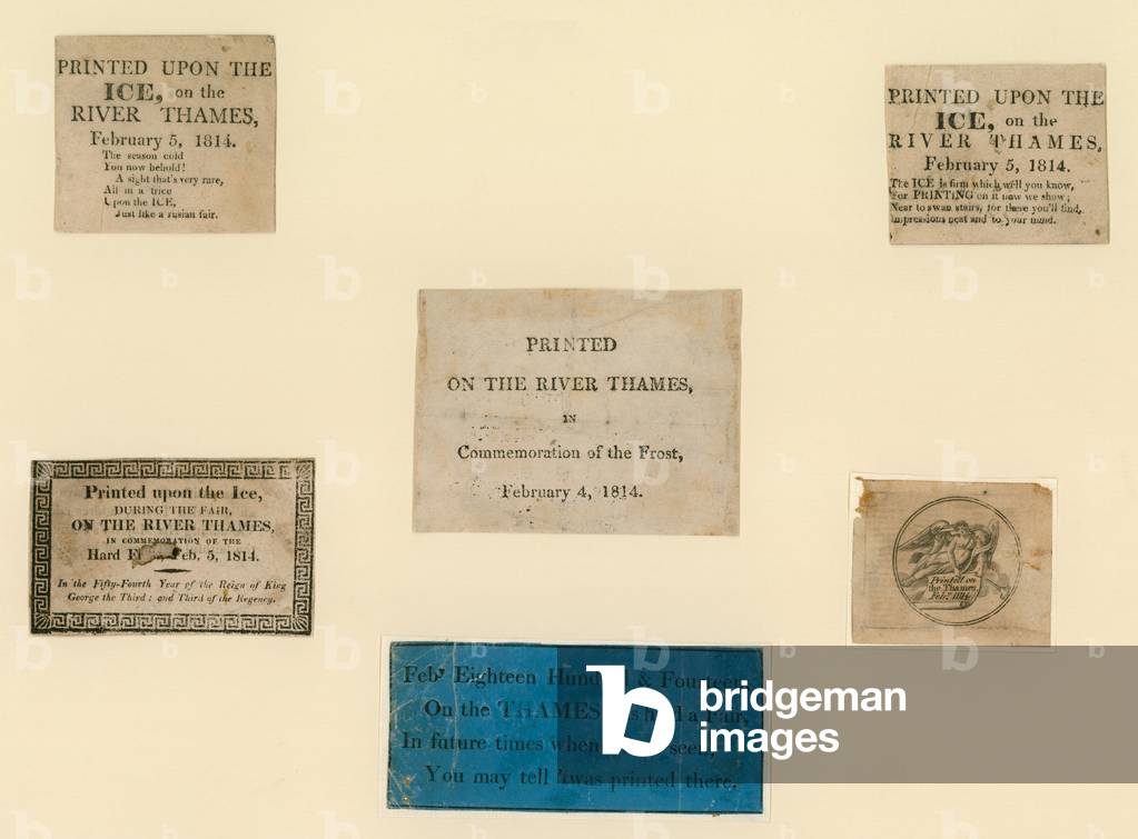 Printed souvenirs of the frost fair of 1814 (engraving)
