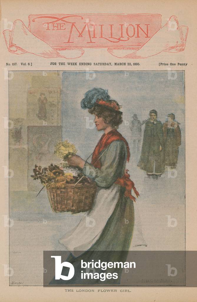 The London Flower Girl (colour litho)