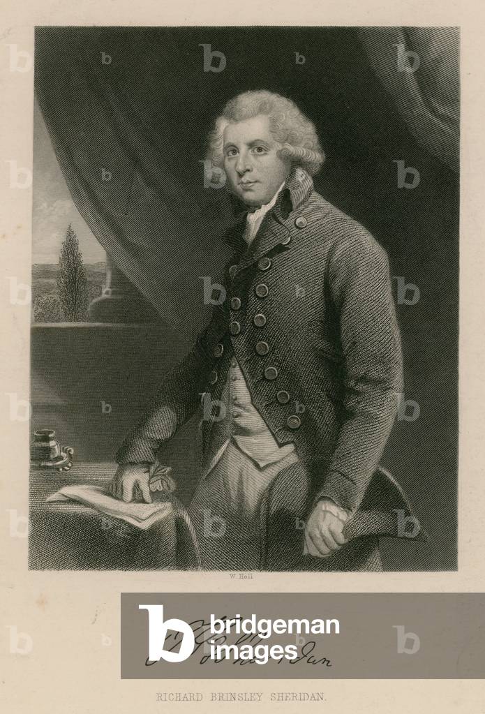 Richard Brinsley Sheridan, playwright, poet and theatre manager (engraving)