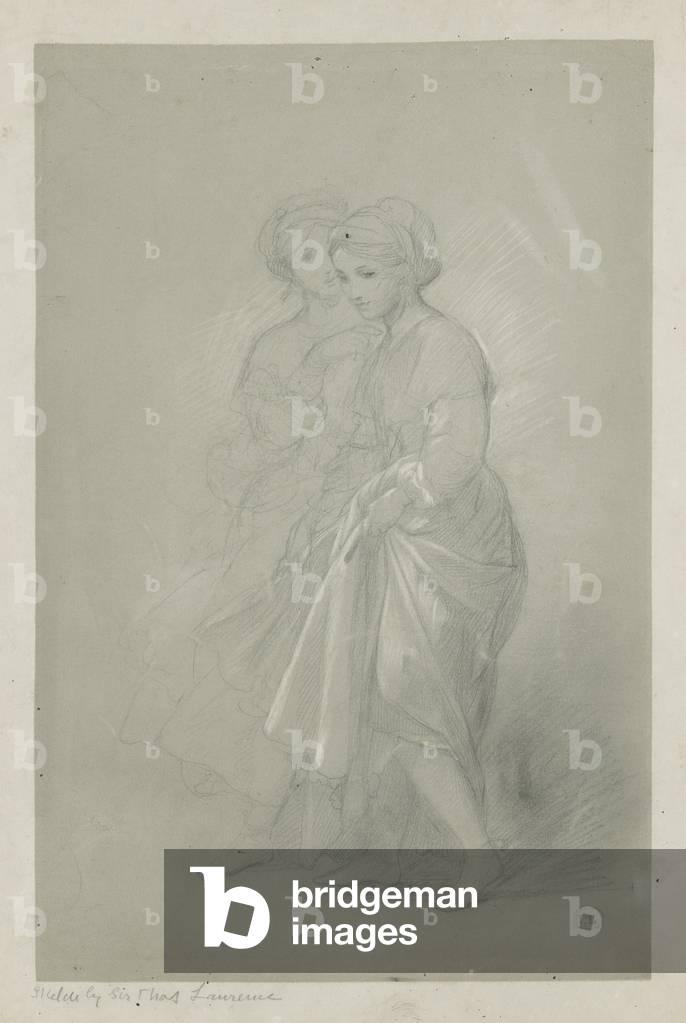 Sketch of two girls by Sir Thomas Lawrence (pencil on paper)