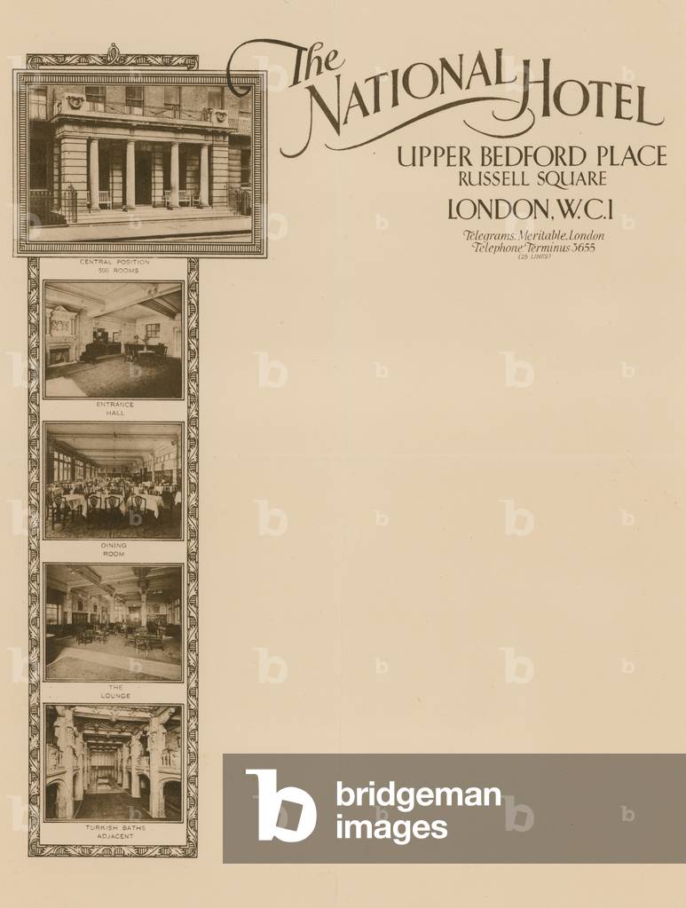Notepaper from The National Hotel, Upper Bedford Place, Russell Square (photo)