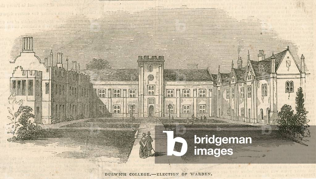 Dulwich College, London - election of warden (engraving)