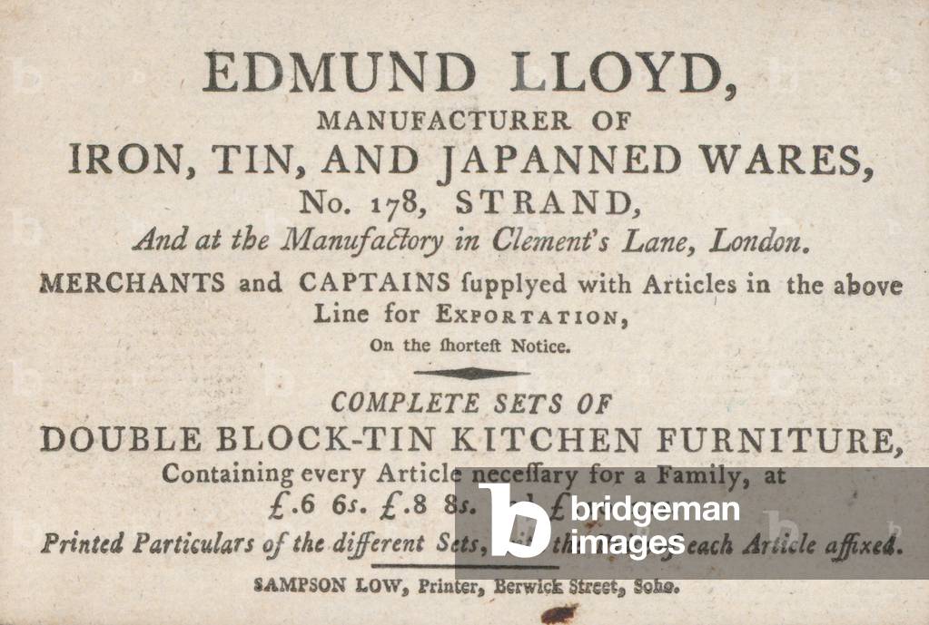 Trade card, Edmund Lloyd (engraving)