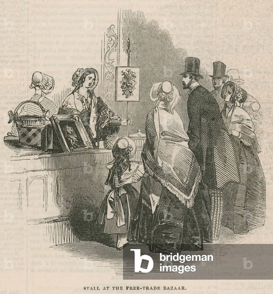 Stall at the Free-Trade Bazaar at Covent Garden, London (engraving)