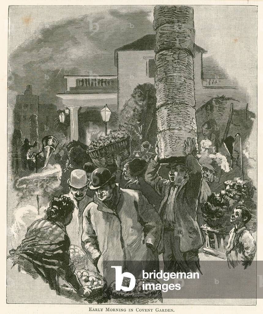 Early morning in Covent Garden Market, London (engraving)