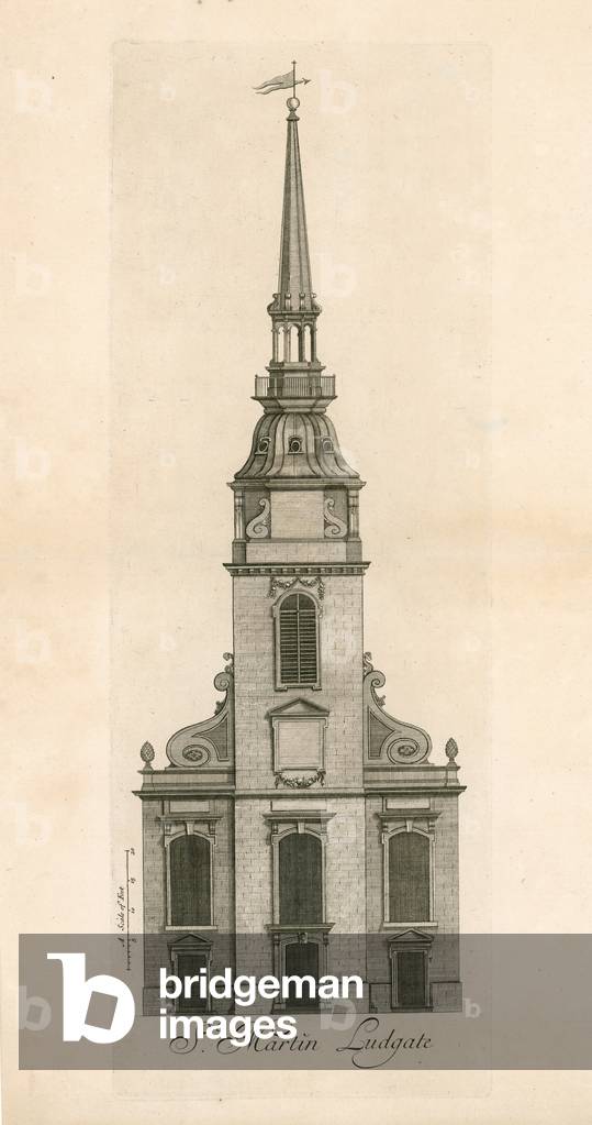 Ludgate Hill, St Martin Ludgate (engraving)
