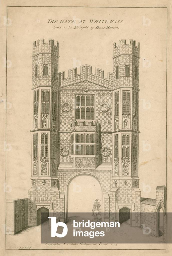 The Gate at Whitehall.  Said to be designed by Hans Holbein (engraving)