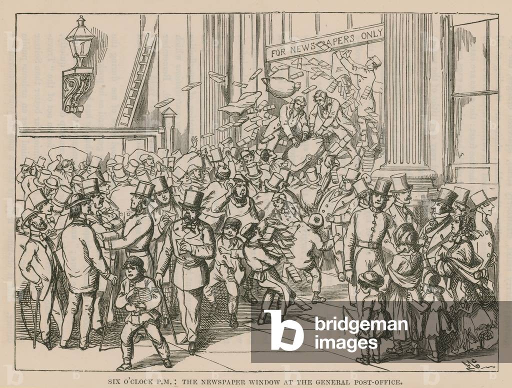 The newspaper window at the General Post Office (engraving)