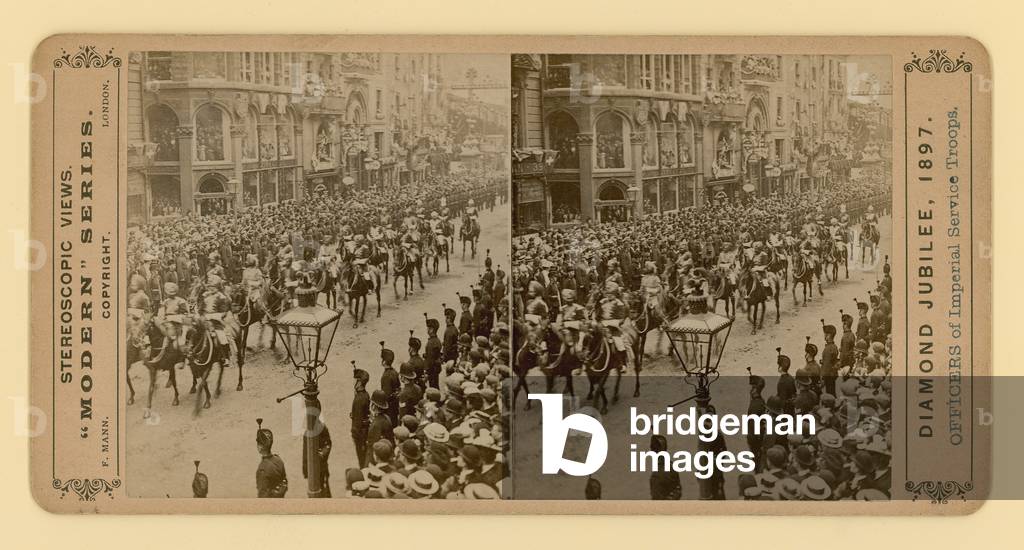 Stereoscopic print of Queen Victoria's Diamond Jubilee, 28th June 1897 (b/w photo)