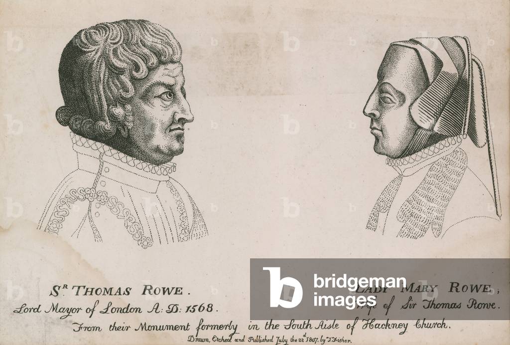Sir Thomas Rowe, Lord Mayor of London 1568, and Lady Mary Rowe (engraving)