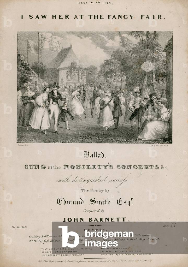 Music sheet: I saw her at the fancy fair by Edmund Smith, composed by John Barnett (litho)