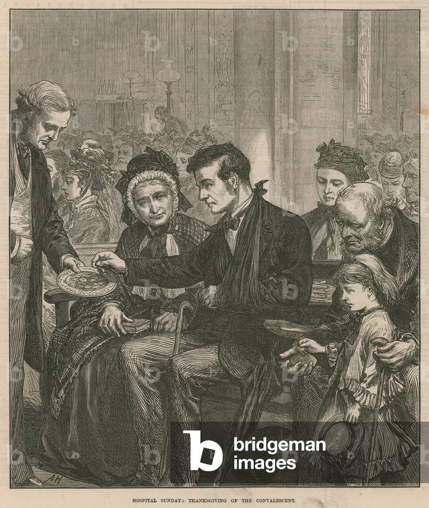 Hospital Sunday: Thanksgiving of the convalescent (engraving)