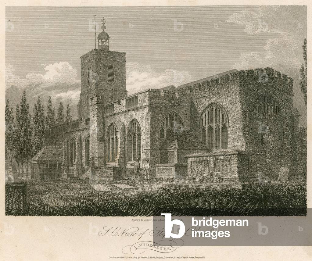 North east view of Stepney Church, London (engraving)