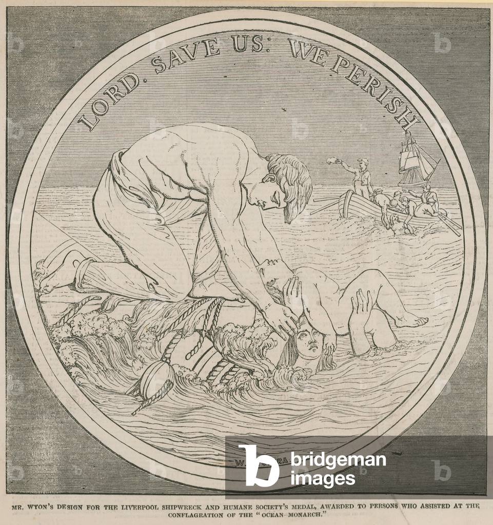 Mr Wyon's design for the Liverpool Shipwreck and Humane Society's Medal (engraving)