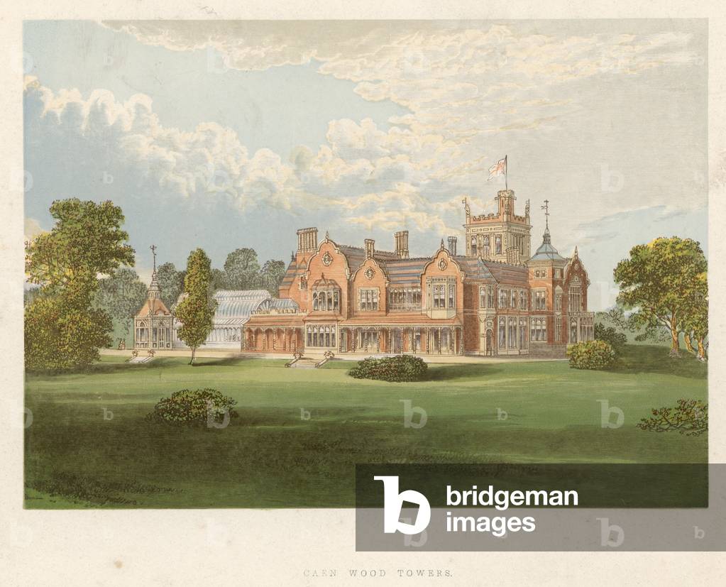 Caen Wood Towers, Middlesex, the seat of Earl Mansfield (coloured engraving)