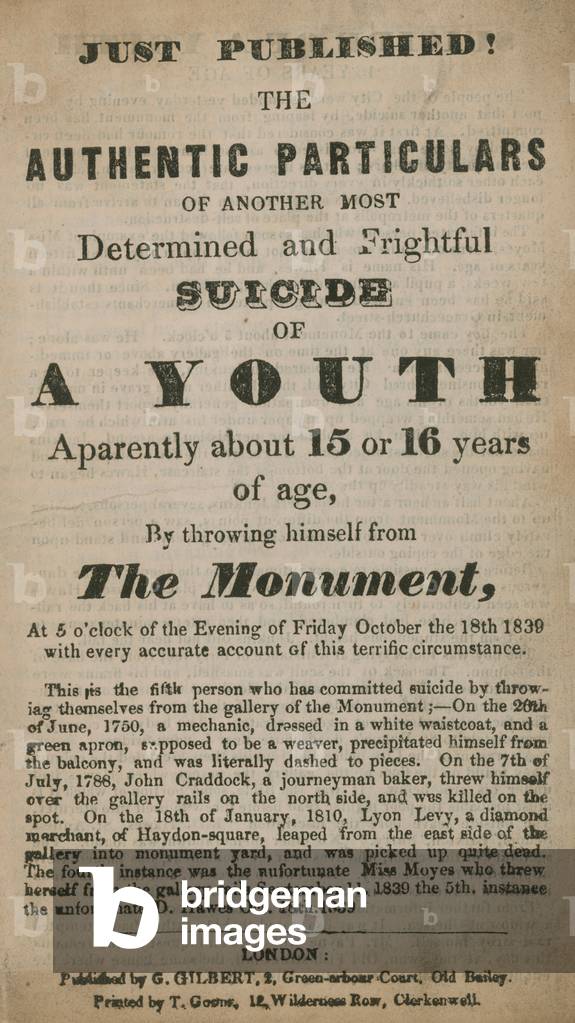 The authentic particulars of another most determined and frightful suicide (engraving)