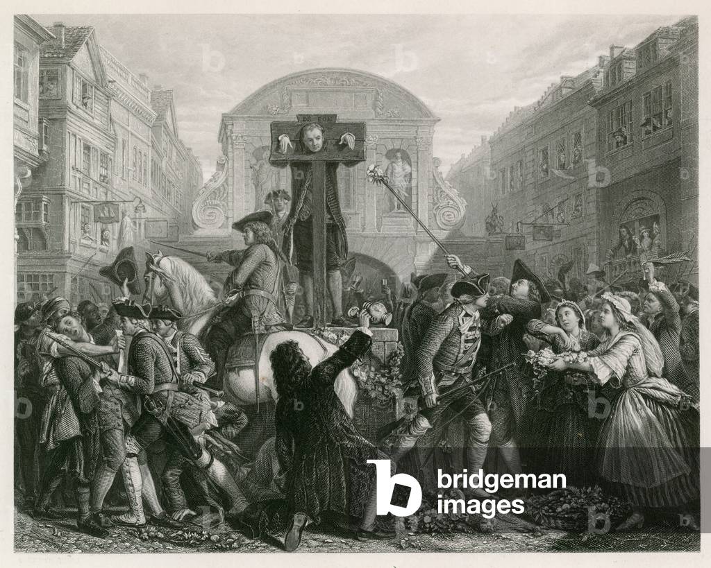 Daniel Defoe in the pillory (engraving)