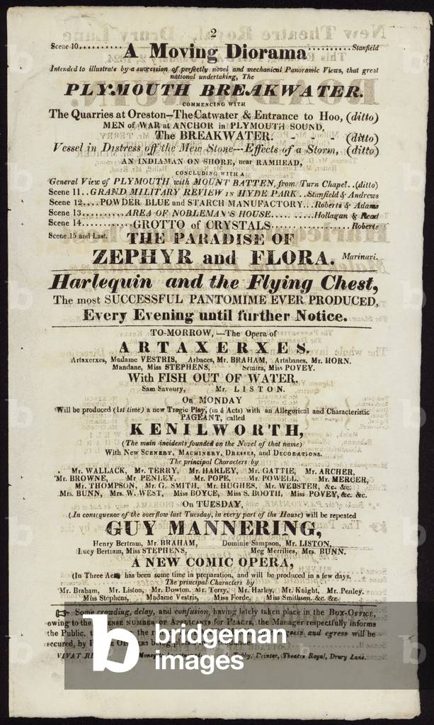 Advertisement for a performance at the New Theatre Royal (engraving)