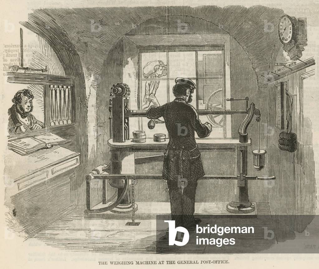 The weighing machine at the General Post Office (engraving)
