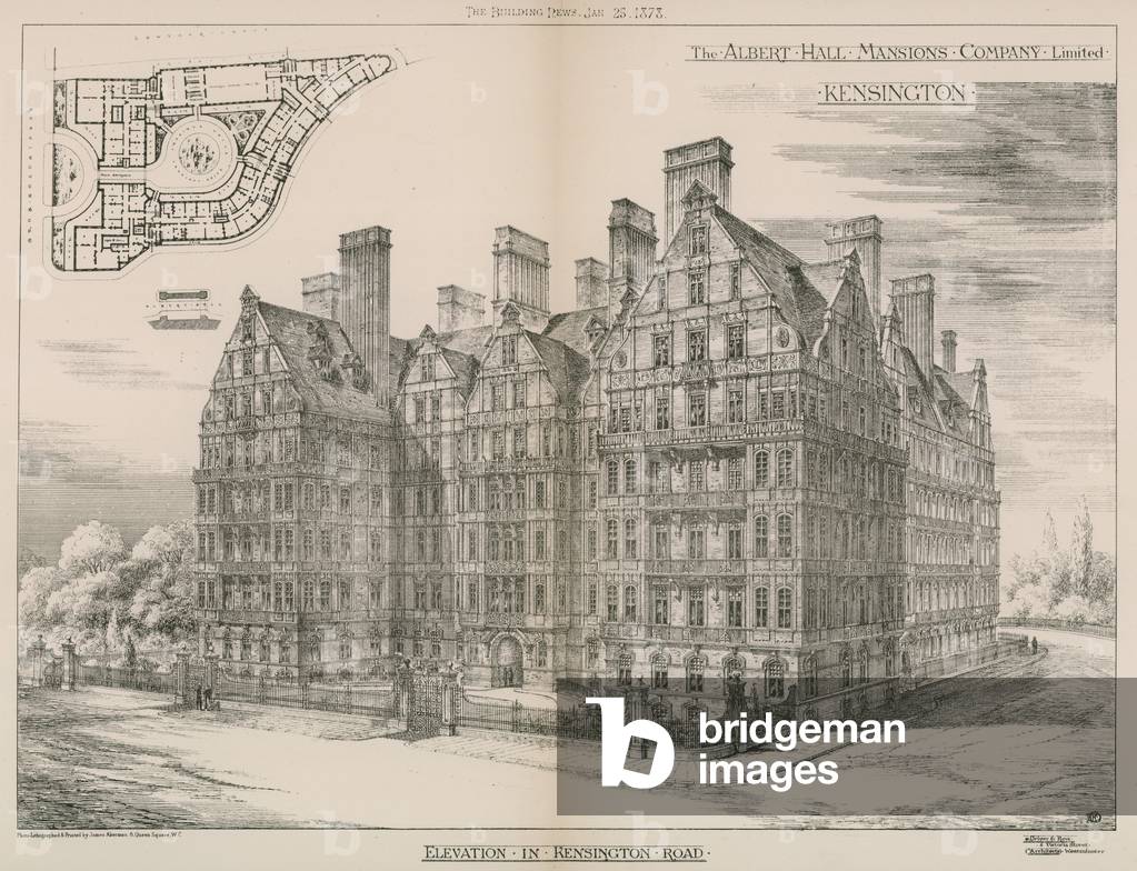 Albert Hall Mansions, Kensington, London (engraving)