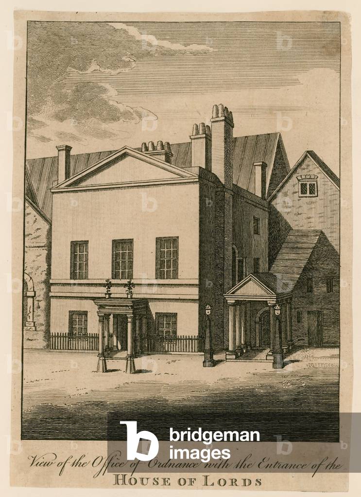 View of the Office of Ordnance with the Entrance of the House of Lords (engraving)