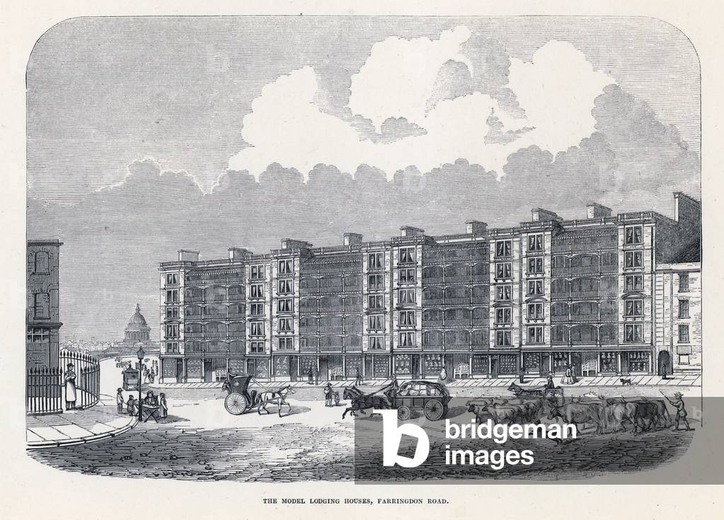 The model lodging houses, Farringdon Road, London (engraving)