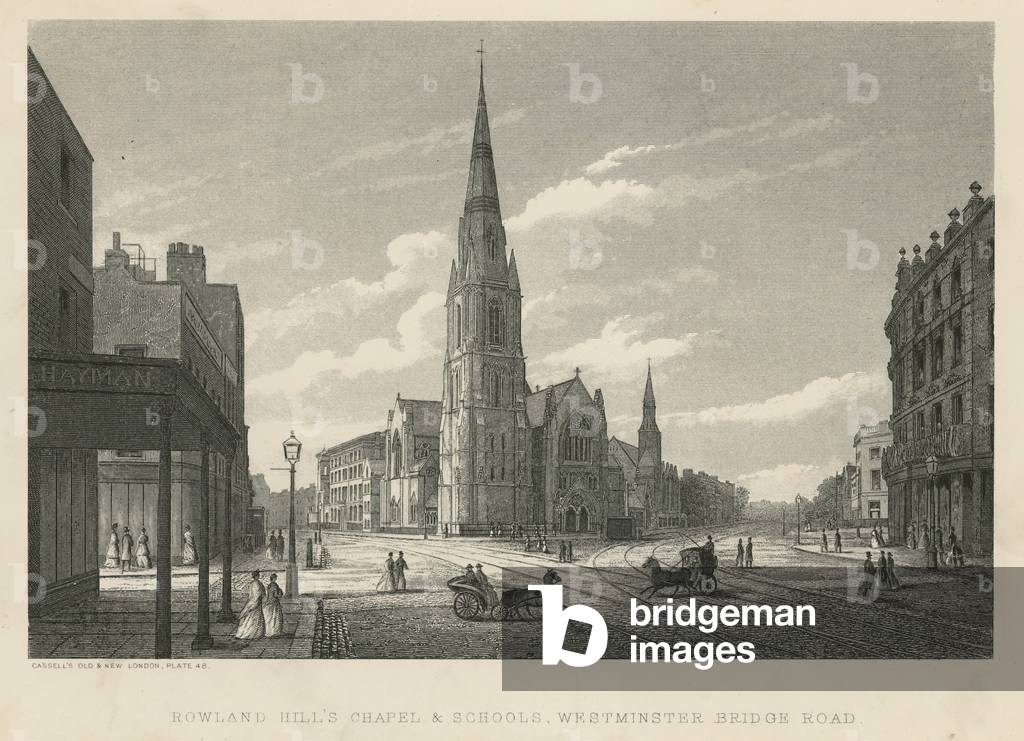 Rowland Hill's Chapel and Schools, Westminster Bridge Road, Lambeth (engraving)