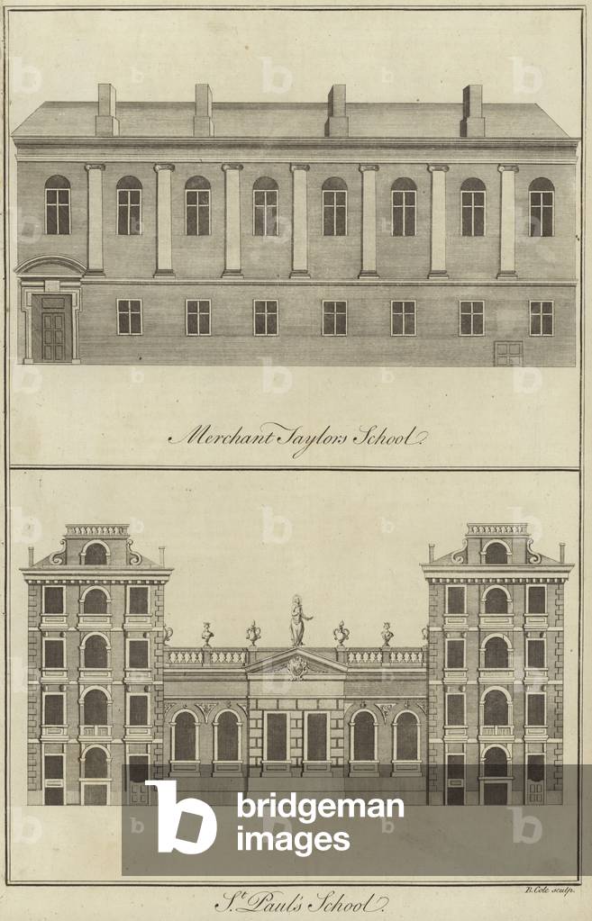 Merchant Taylors' School and St Paul's School, London (engraving)
