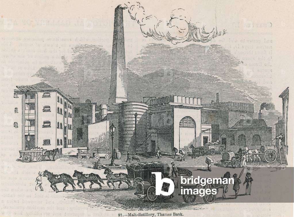 Malt distillery on Thames Bank (engraving)