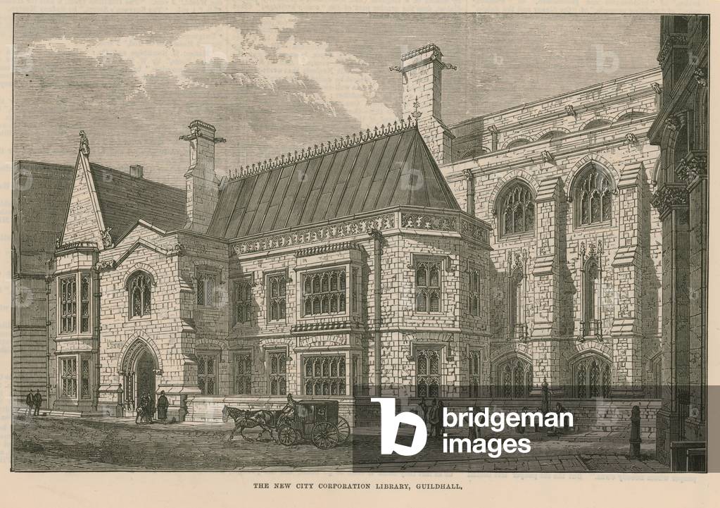 The new City Corporation Library, Guildhall, London (engraving)