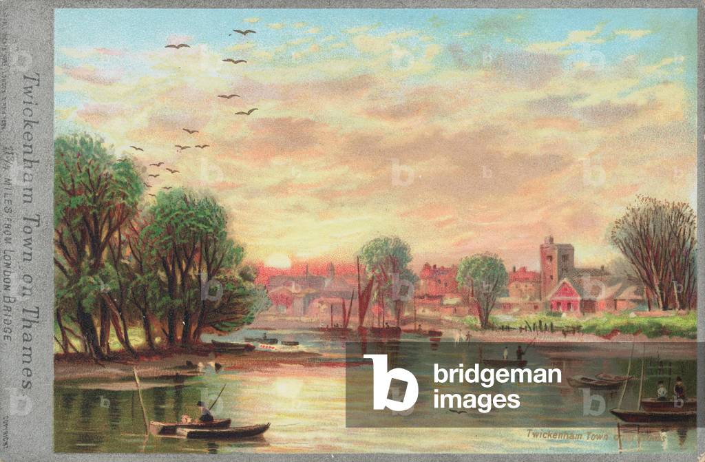 Twickenham Town on the River Thames (chromolitho)