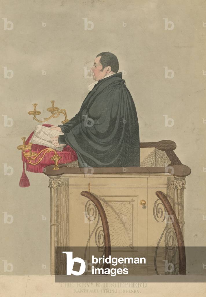 Portrait of the Reverend Richard Herne Shepherd (coloured engraving)