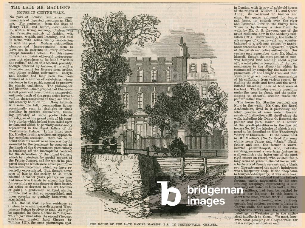 The house of Daniel Maclise in Cheyne Walk (engraving)