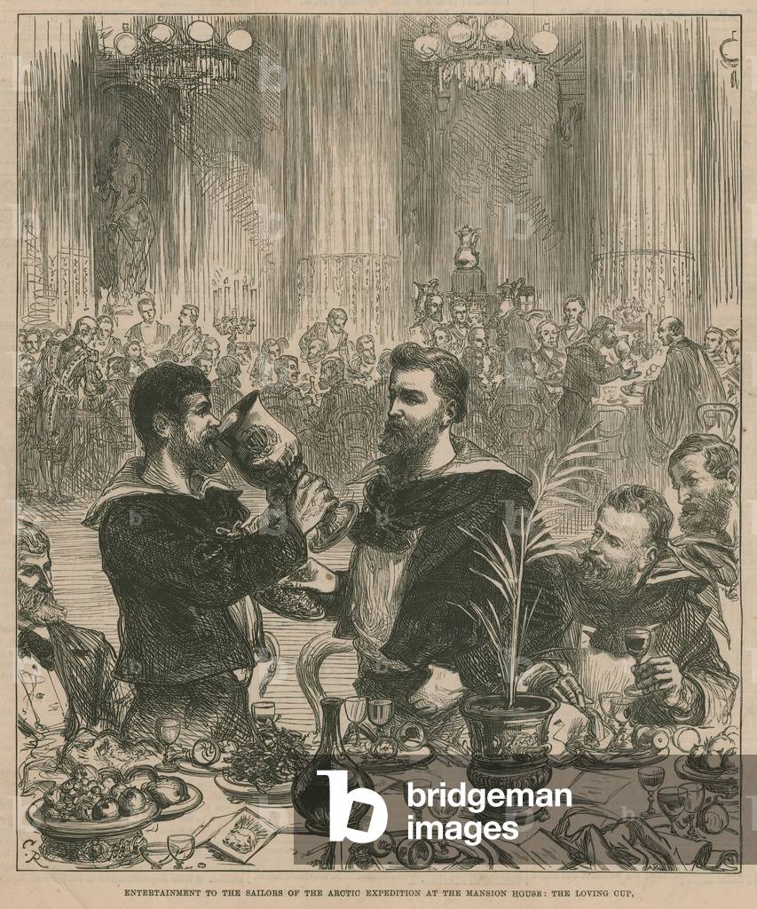 Entertainment to the sailors of the Arctic expedition at the Mansion House (engraving)