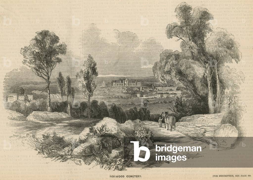 General view of Norwood Cemetery (engraving)