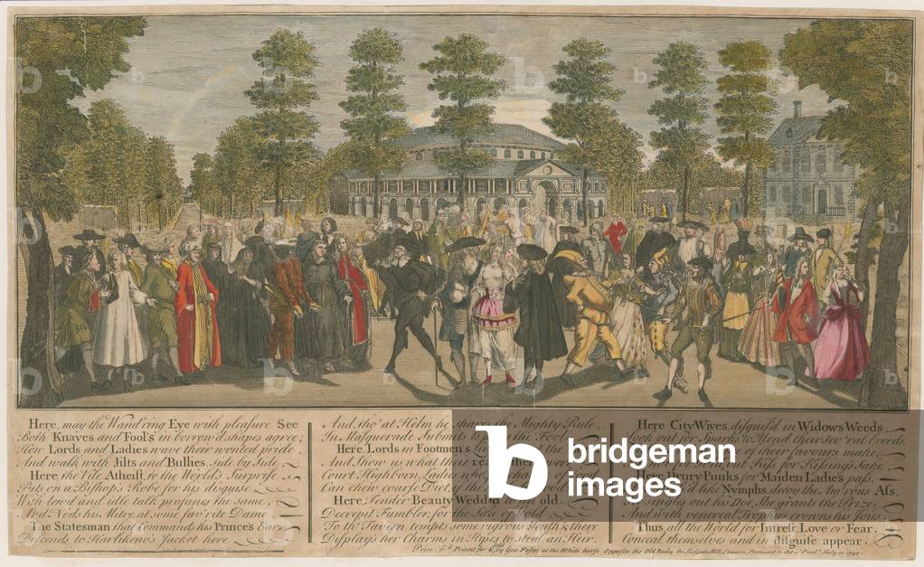 Ranelagh Gardens.  Masquerade for the Venetian Ambassador, 1749 (coloured engraving)