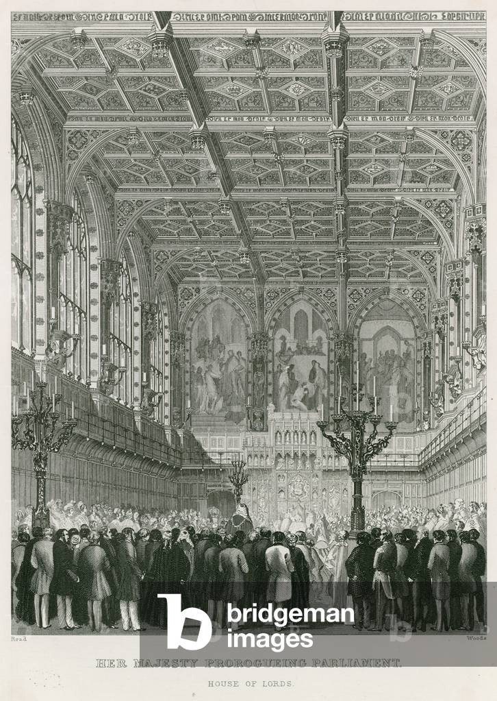 Her Majesty prorogueing Parliament, the House of Lords (engraving)
