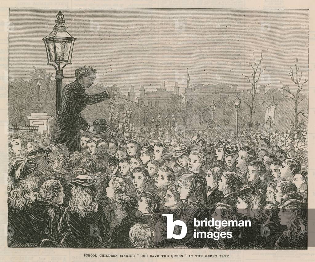 School Children Singing God Save The Queen (engraving)