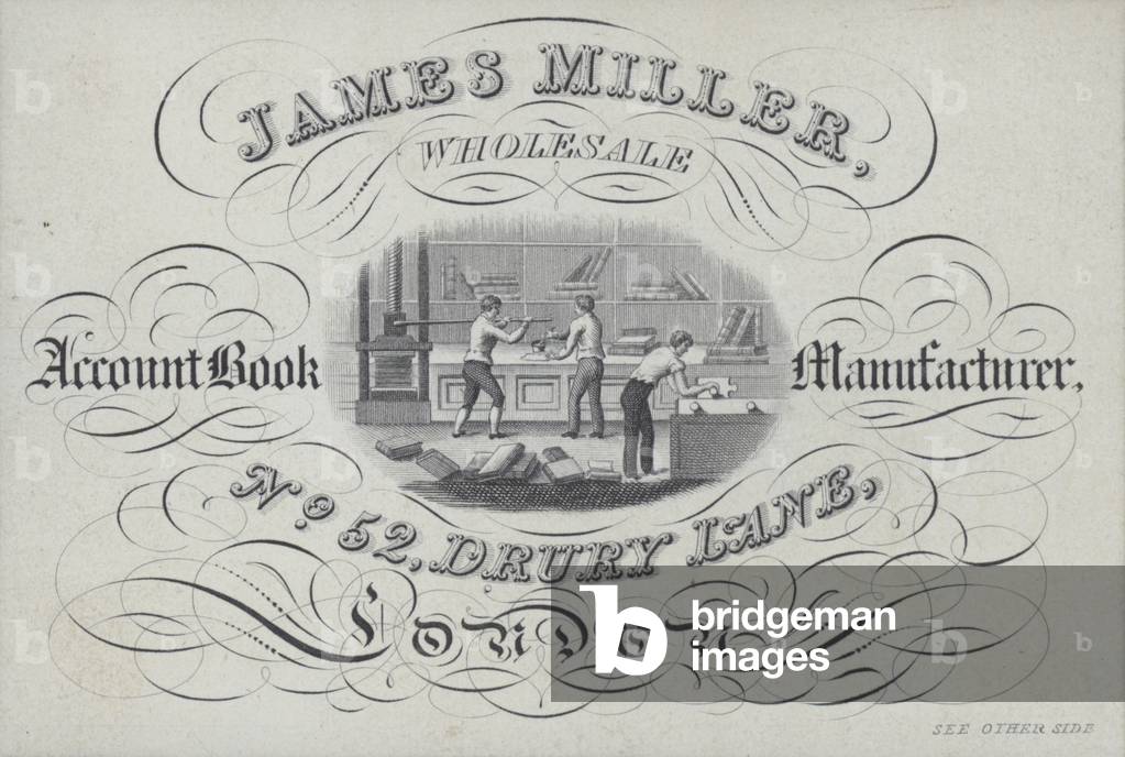 Advertisement for James Miller, account book manufacturer, London (litho)