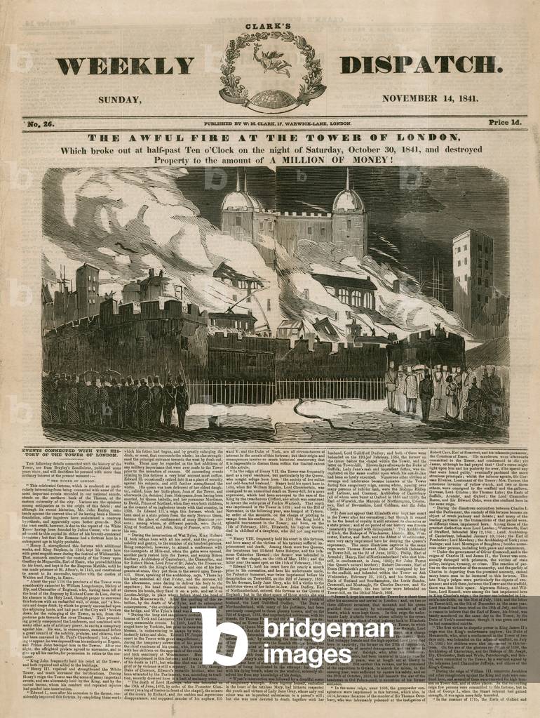 Tower of London Fire, 1841 (engraving)