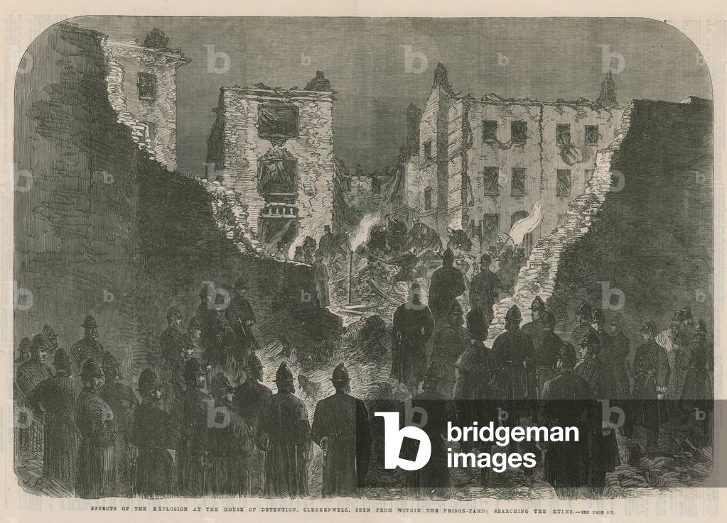 Effects of the explosion at the House of Detention, Clerkenwell (engraving)